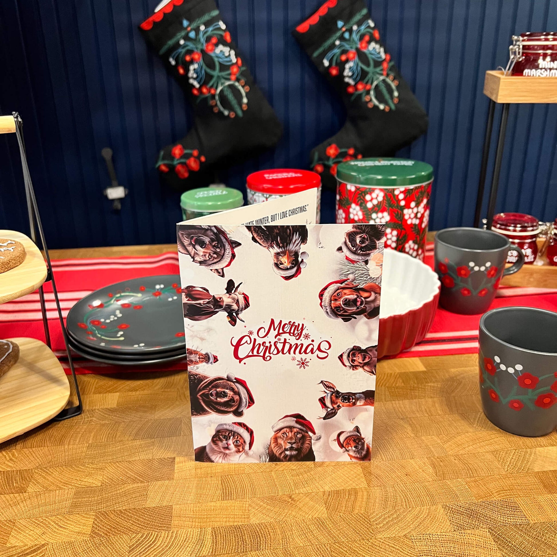 Front of the Unstoppable Singing Christmas Card, ready to bring laughter with non-stop music and a glitter surprise. Great for holiday gifting or pranking family and friends!